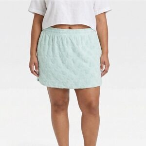 Disney Mickey Mouse Embossed Terry Cloth Skirt Mint Green Sporty Casual Size XL